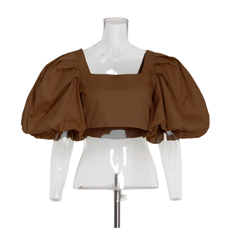 Square Collar Puff Sleeve Top