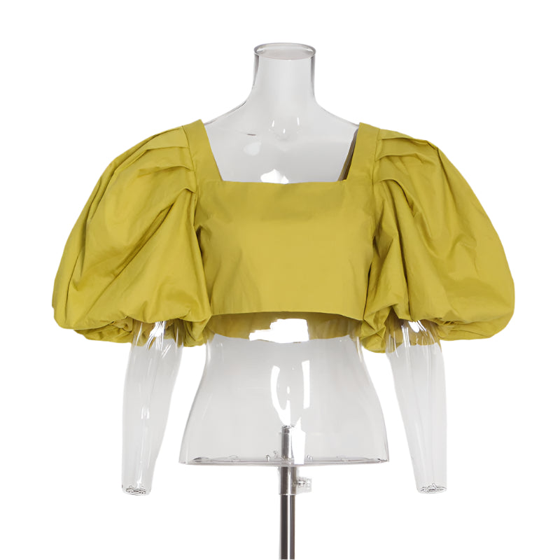 Square Collar Puff Sleeve Top