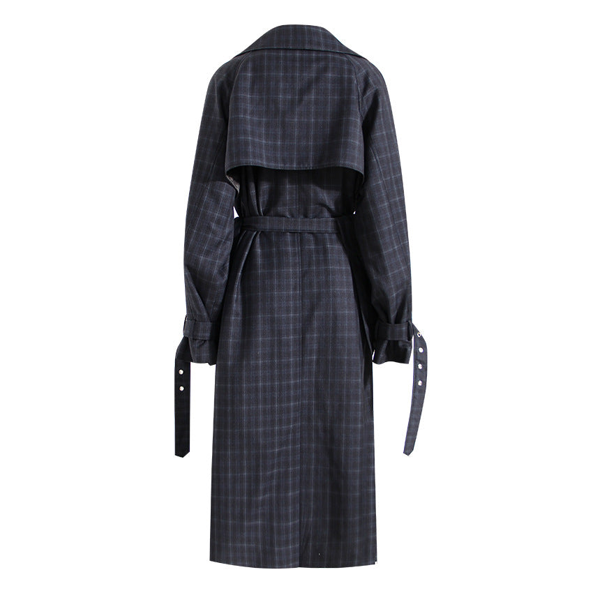 Plaid Large Pocket Trench Coat