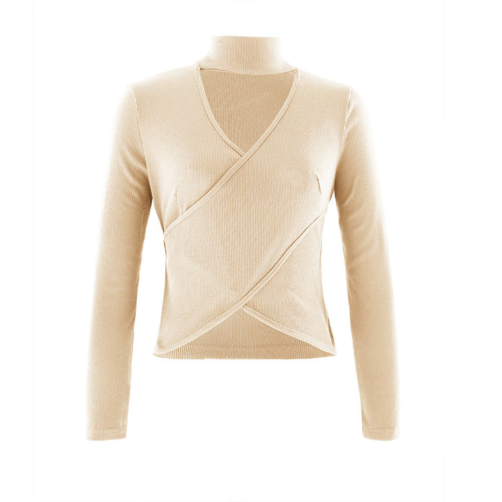 Long Sleeved Rib High Neck Sweater Top