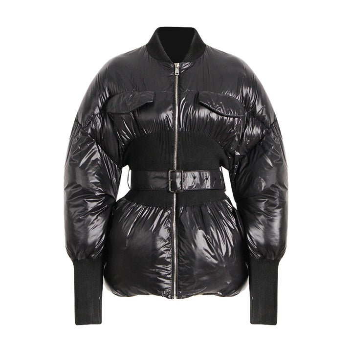 Cinched Waist Puffer Coat