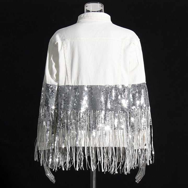 Sequin Fringe Button Down Jacket